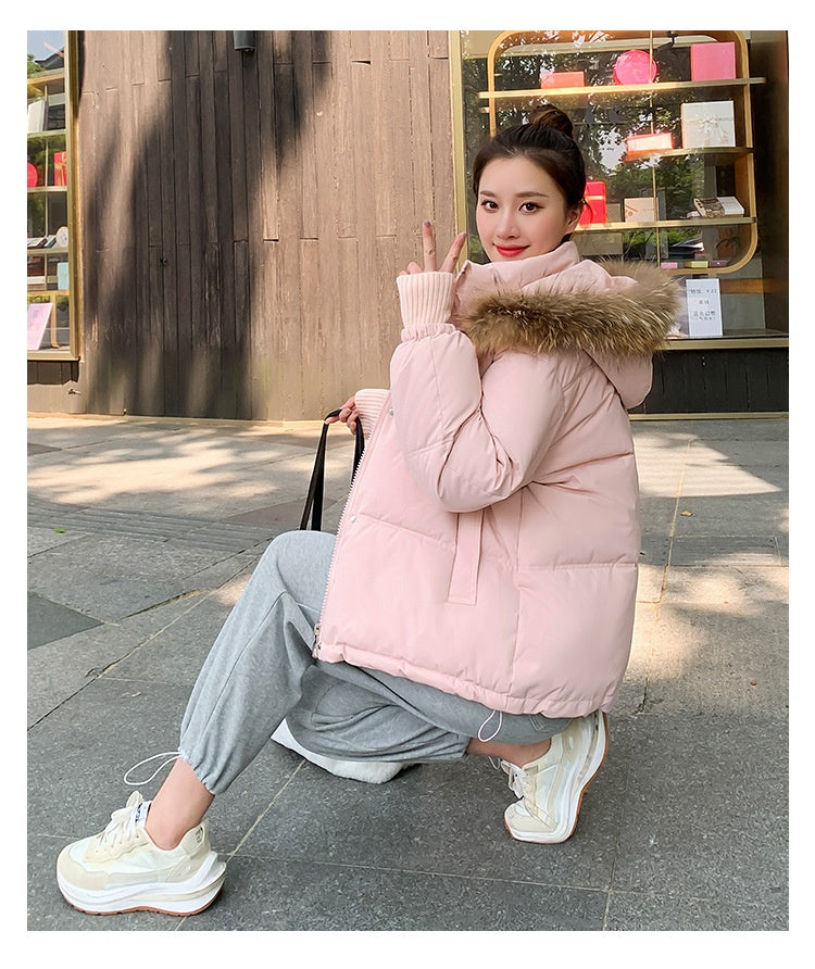 Loose Hooded Gloves Thickened Thermal Quilted Jacket Coat For Women