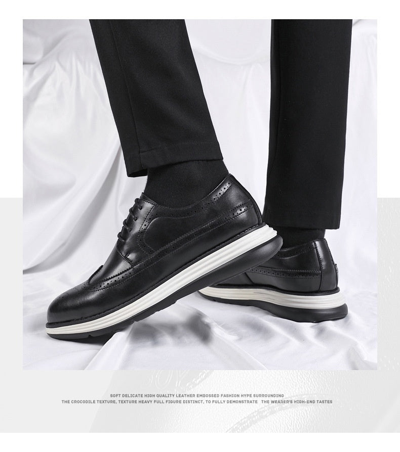Ultra-fiber Thick-soled Trendy Men's Business Leather Shoes Comfortable And Casual