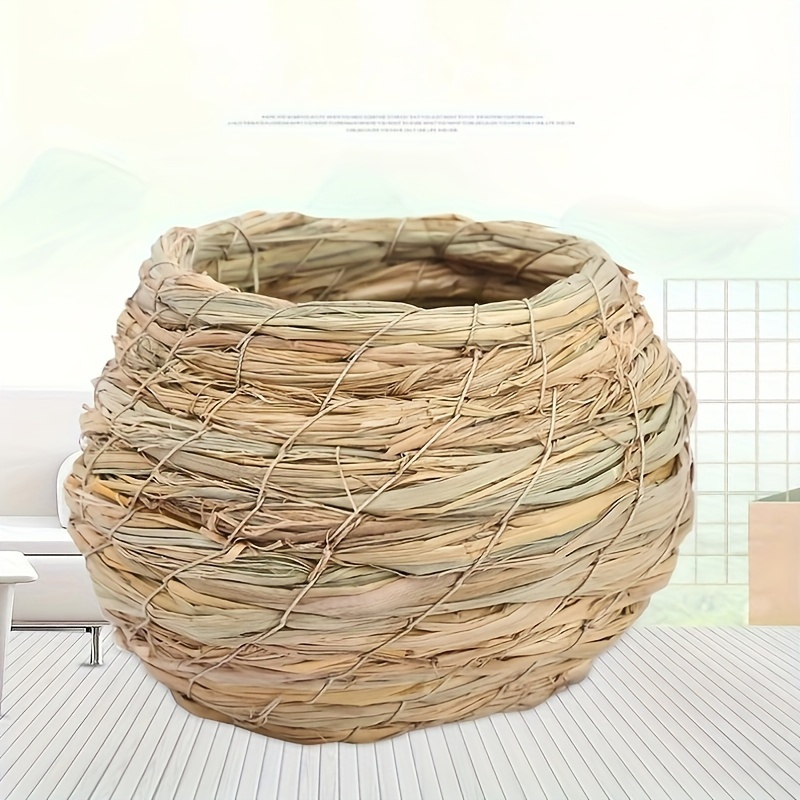 Bird Nest Handwoven Straw Soft Lining Chicks Small Pets Indoor Outdoor — image 6