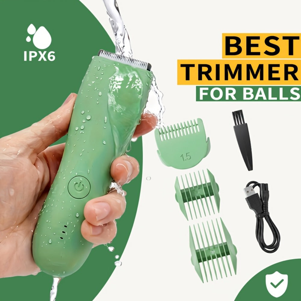 Ceramic-Blade Body Hair Trimmer with IPX6 Rating, Three Guide Guards and Four Color Options — image 1