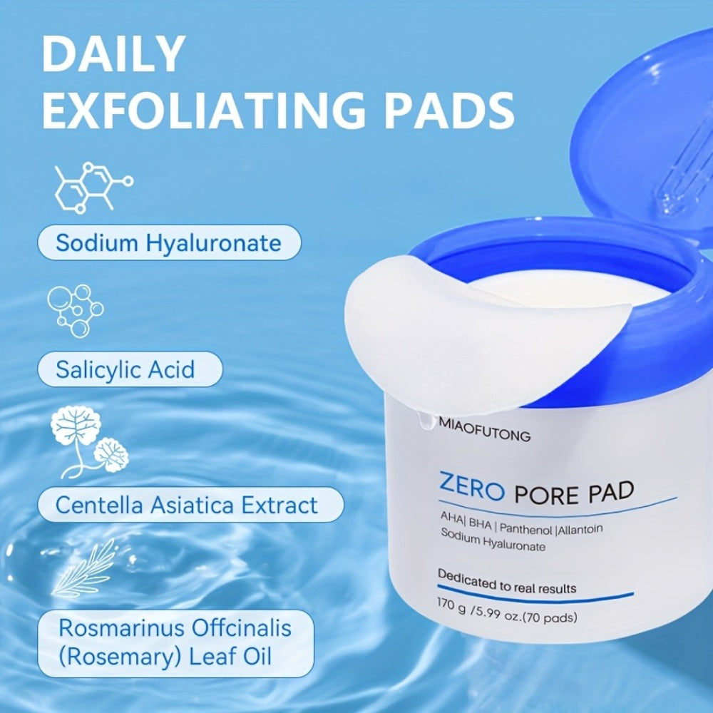 Exfoliating Cleansing Pads with Hyaluronic Acid & Rose Water 70 Count - Dual-Texture Deep for Bath Time, Home Spa and Persona