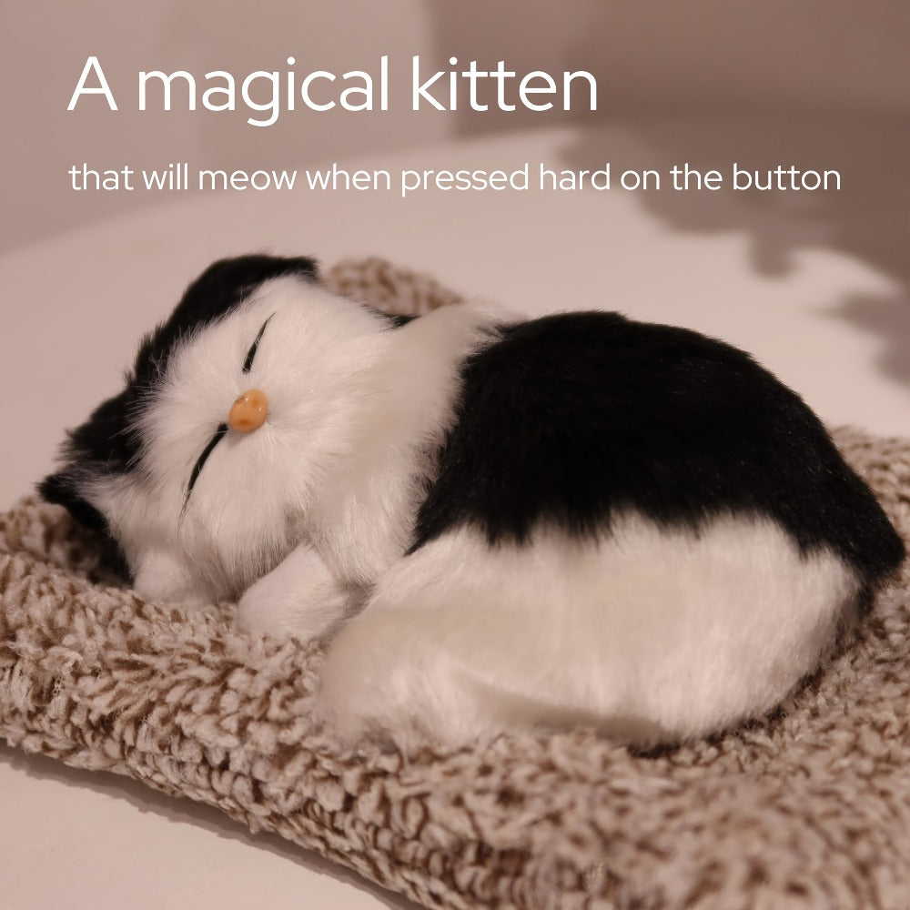 Plush Toy Realistic Sleeping Cat with Meow Sound in Four Coat Patterns for Desk or Room Display — image 23