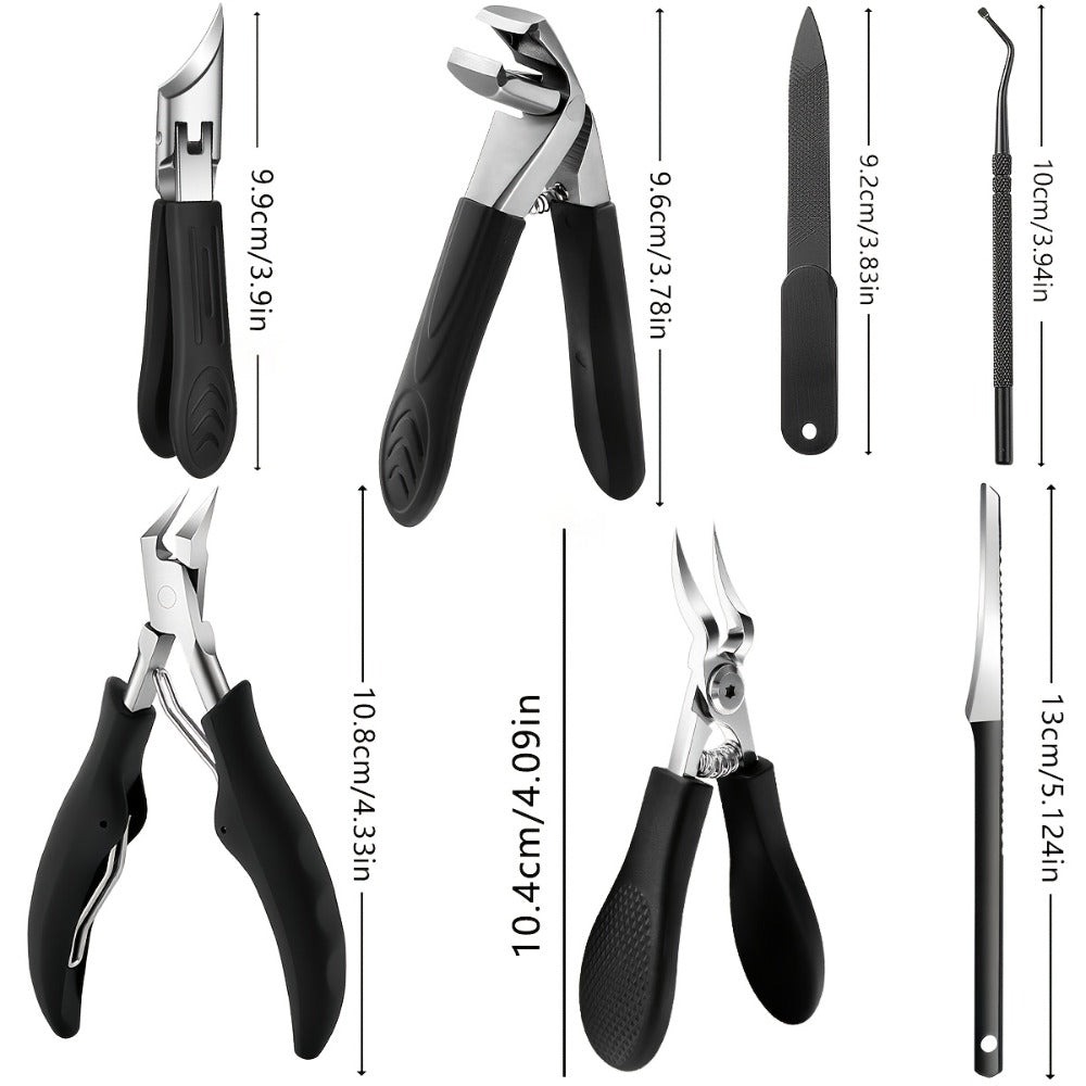 Toenail Clippers Set 7pcs Heavy Duty Wide Jaw – Professional Stainless Steel Pedicure Kit for Thick & Ingrown Toenails — imag