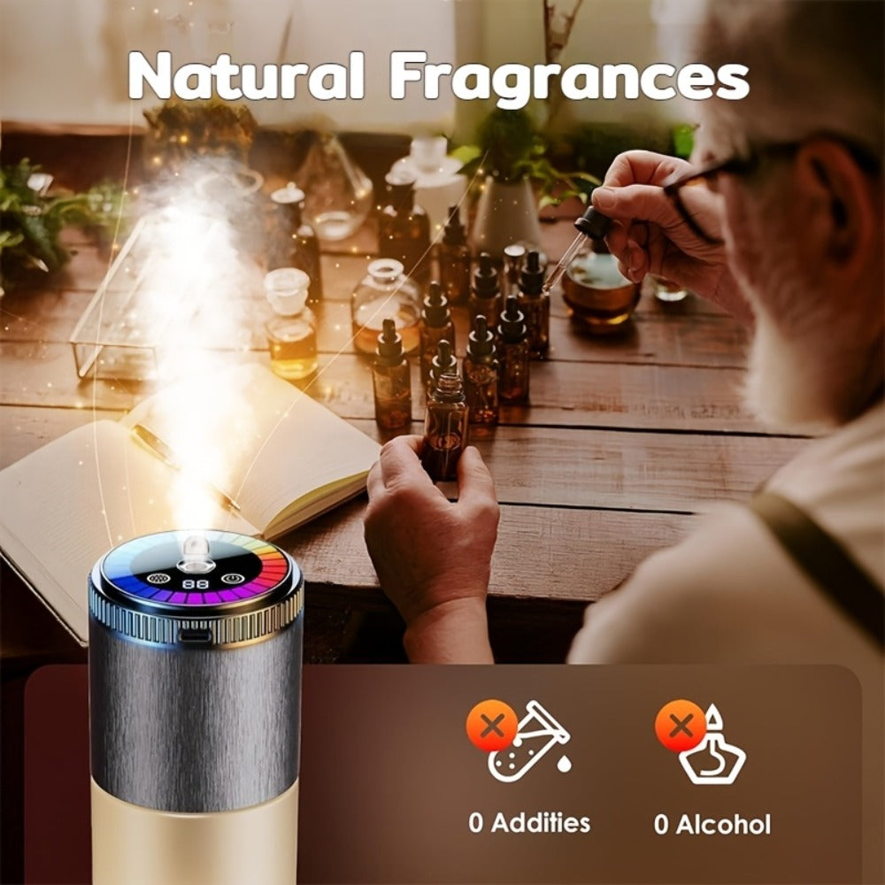 Car Aromatherapy Diffuser with Dynamic Light Show & Starry Sky Mode – Adjustable Scent Intensity, USB Rechargeable, Eliminate