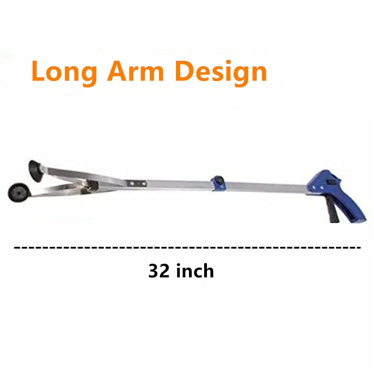 32-Inch Foldable Reacher Grabber 2-Pack with Aluminum Extenders, Rubber Suction Cup Grippers and Ergonomic Handles — image 3