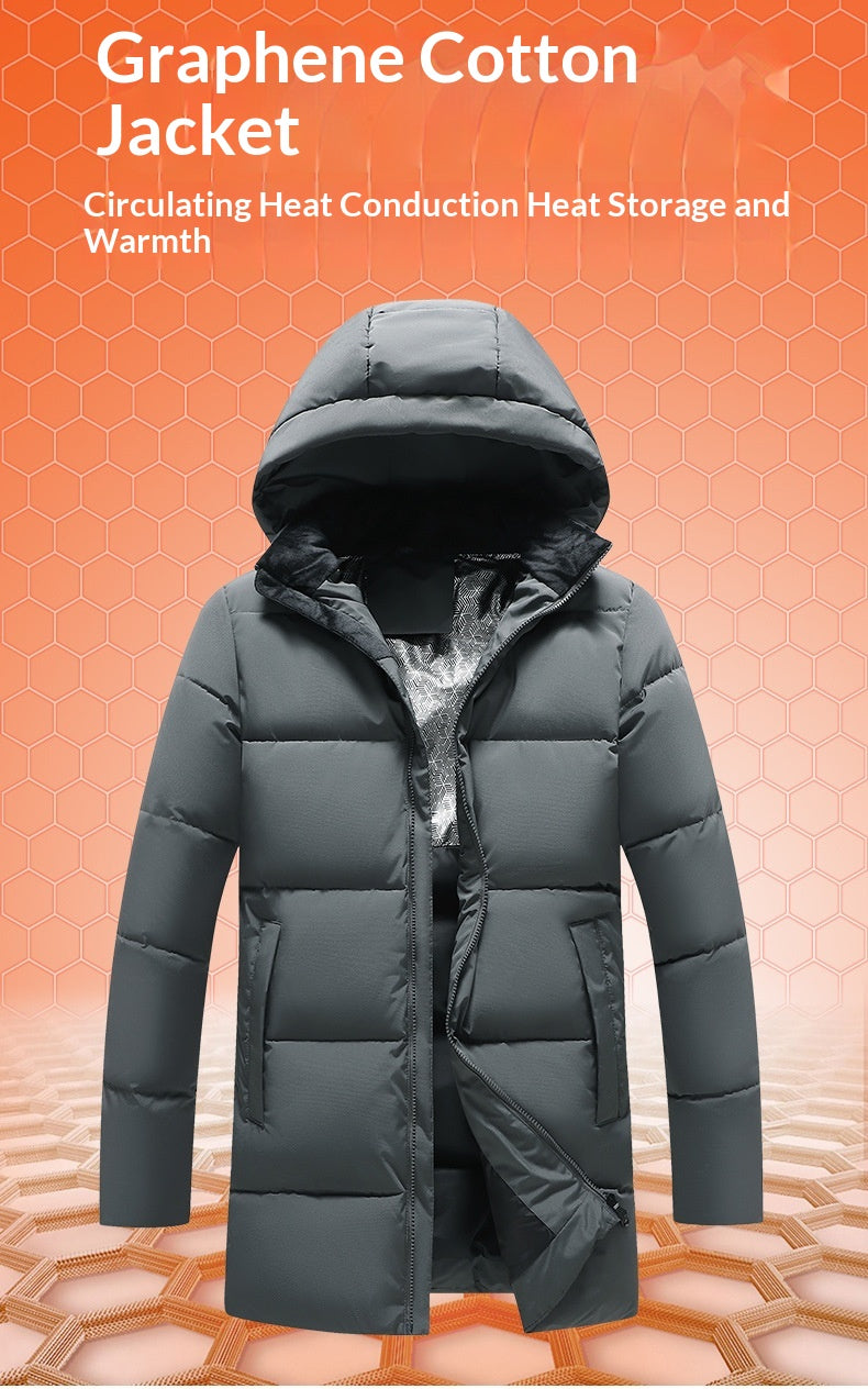 New Mens Graphene Cotton Jacket With A Detachable Hoodextra-thick And On-trend