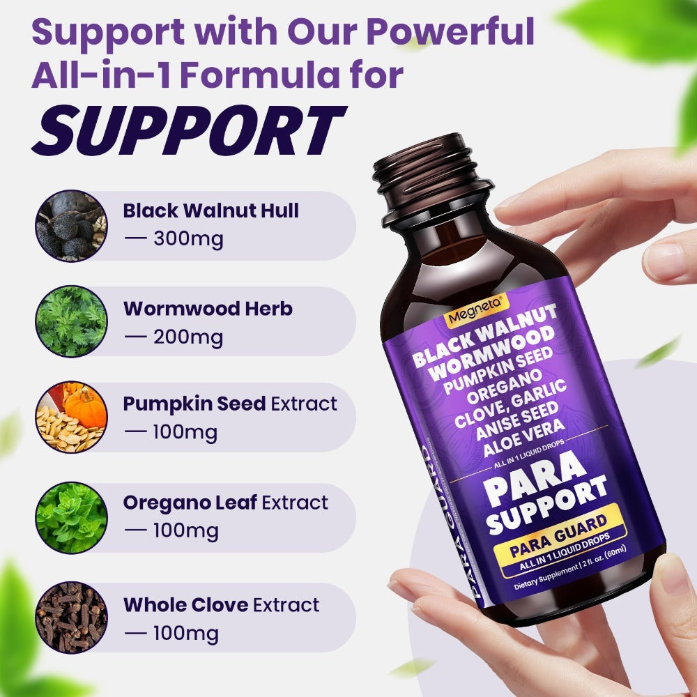 Herbal Supplements with Megneta Label, Black Walnut Clove Garlic Turmeric Pumpkin Seed Oregano Drops — image 4