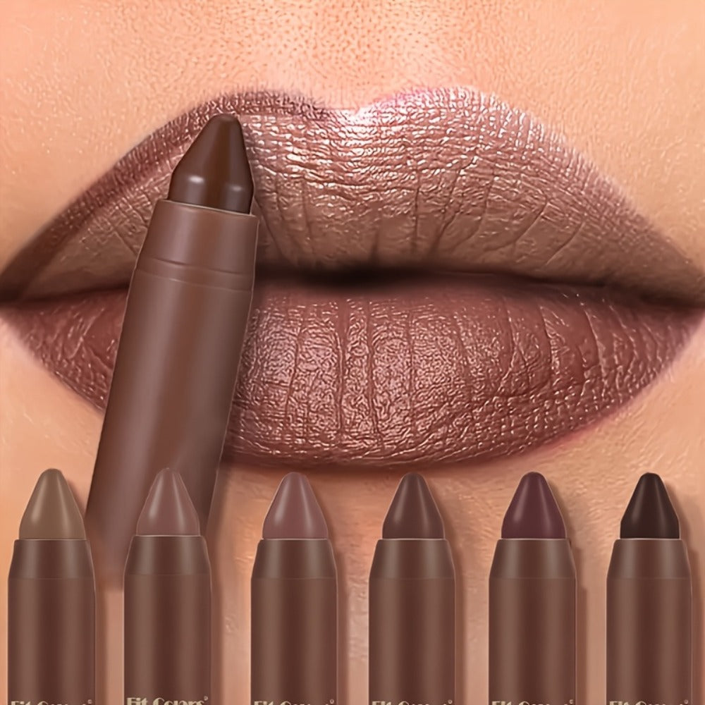 Lipstick Set, Fit Colors 6-Piece Matte Crayon Collection with Brown, Nude, Pink and Purple Colors — image 1