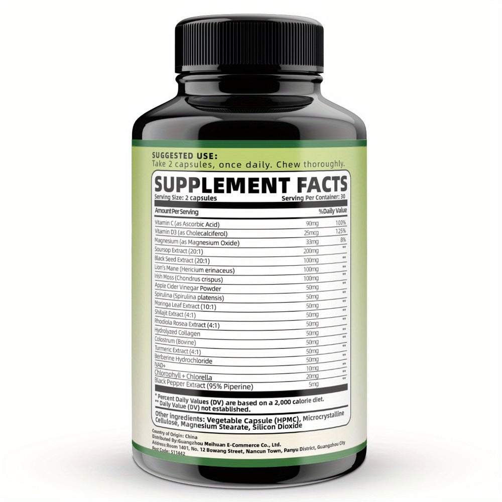 Herbal Supplement with CLEI Label, Soursop Graviola 24-in-1 Capsules, 60 Count, One or Two Bottles — image 11