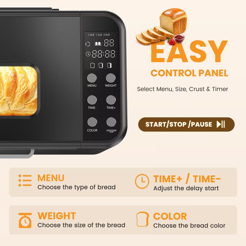 Stainless Steel Automatic Bread Maker with Timer
