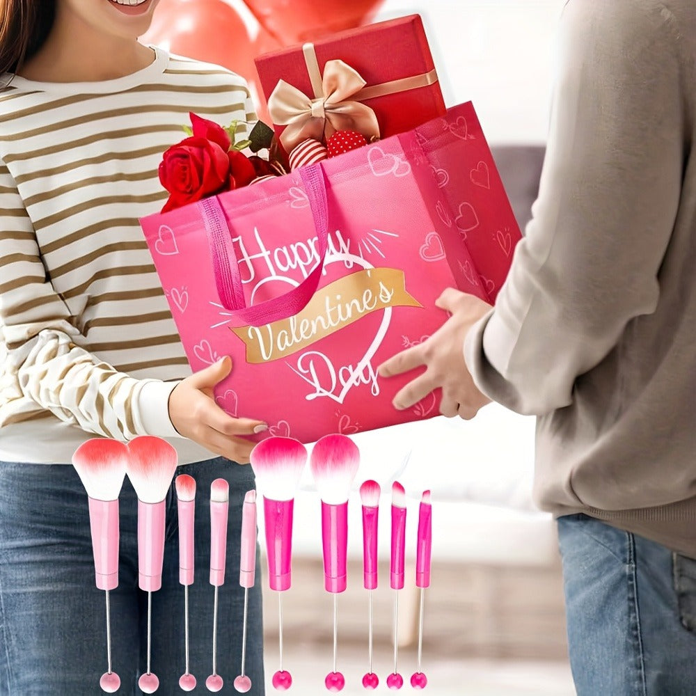 Makeup Brush Set, 15-Piece Bead-Ready Metal Handle Collection with Powder, Blush, Eyeshadow and Angled Brush Shapes — image 1