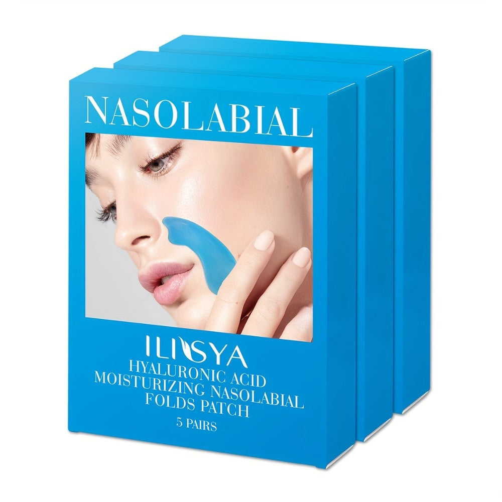 Nasolabial Fold Patches 3 Boxes - Hyaluronic Acid & Collagen Laugh Line Sticker, Lifting Tightening Anti-Wrinkle Nose Line Pa