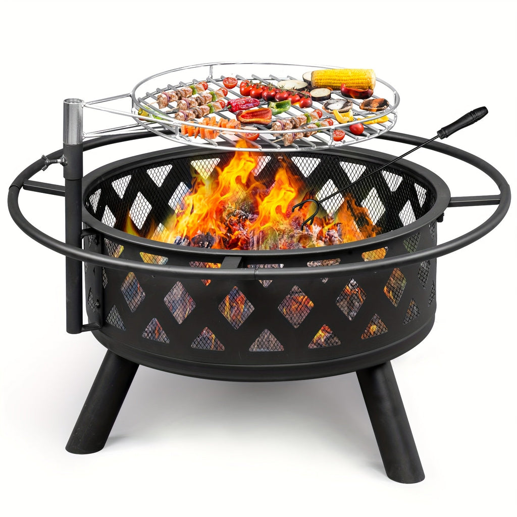 Fire Pit with Grill for Garden, Patio and Yard Use, with the Listed Configuration, for Everyday Use and Organized Storage — i