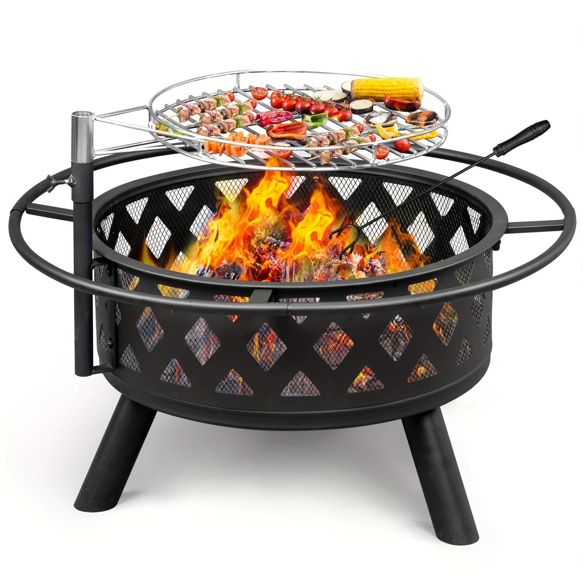 Fire Pit with Grill for Garden, Patio and Yard Use, with the Listed Configuration, for Everyday Use and Organized Storage — i
