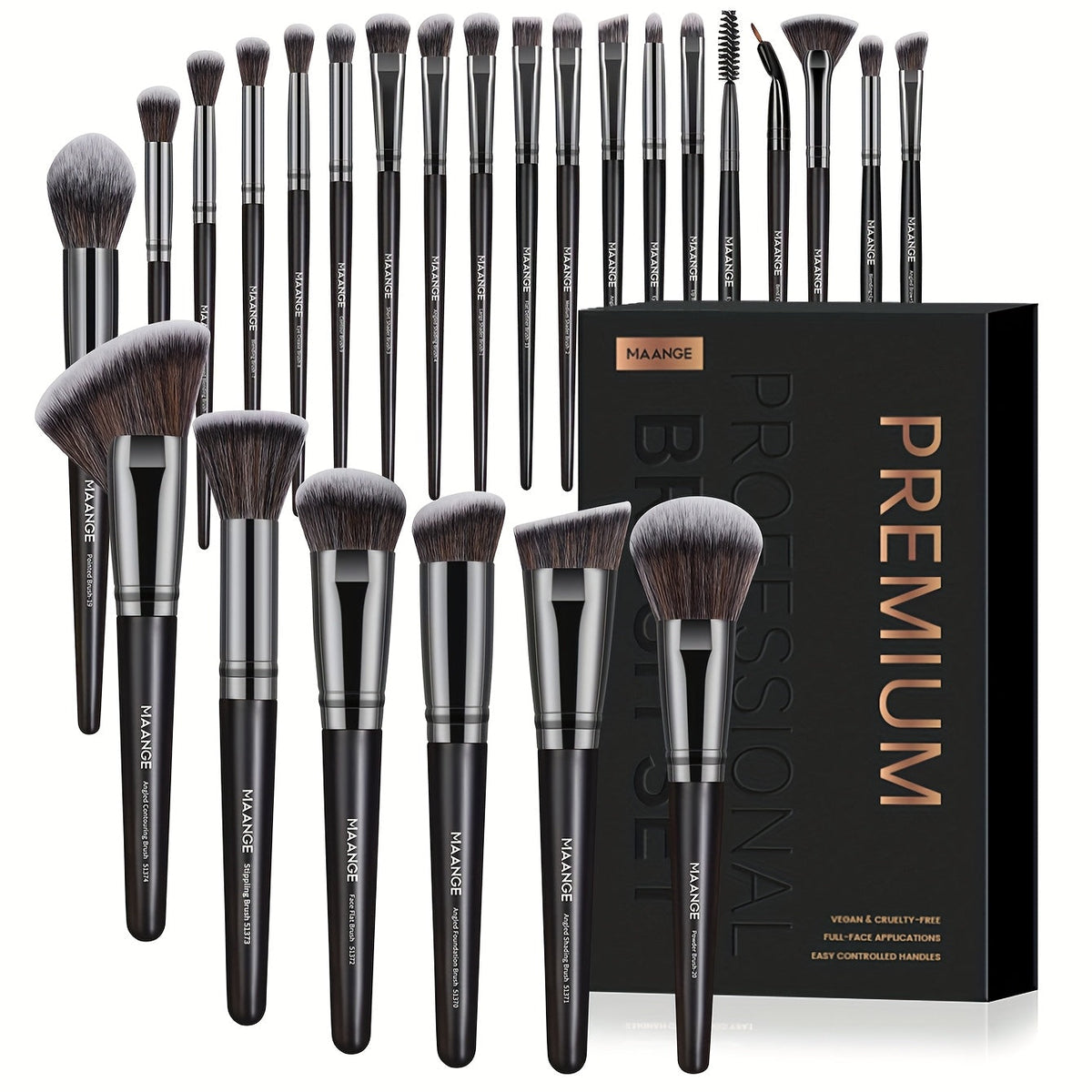 Makeup Brush Set, 25-Piece Synthetic Bristle and ABS Handle Collection with Face-Eye Brush Shapes and Gift Box — image 11