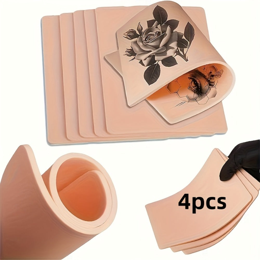 Tattoo Practice Skin Silicone Double-Sided – Flexible Fake Skin 1mm, Realistic Curvature for Tattoo Artists, Beginners — imag