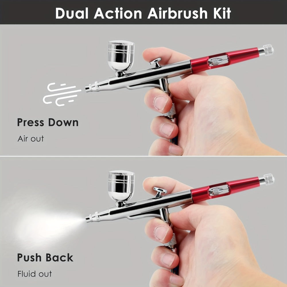 Airbrush Kit Dual-Action Gravity Feed – 0.3mm & 0.5mm Needle Sets, 7cc 20cc 40cc Cups, Complete Air Brush Gun Set for Nails, 