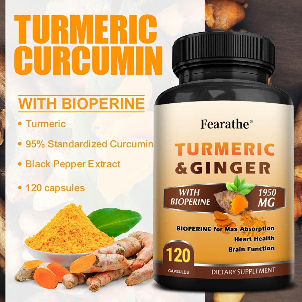 Herbal Supplements with Fearathe Label, Turmeric Ginger and Black Pepper Capsules, 120 Count — image 4