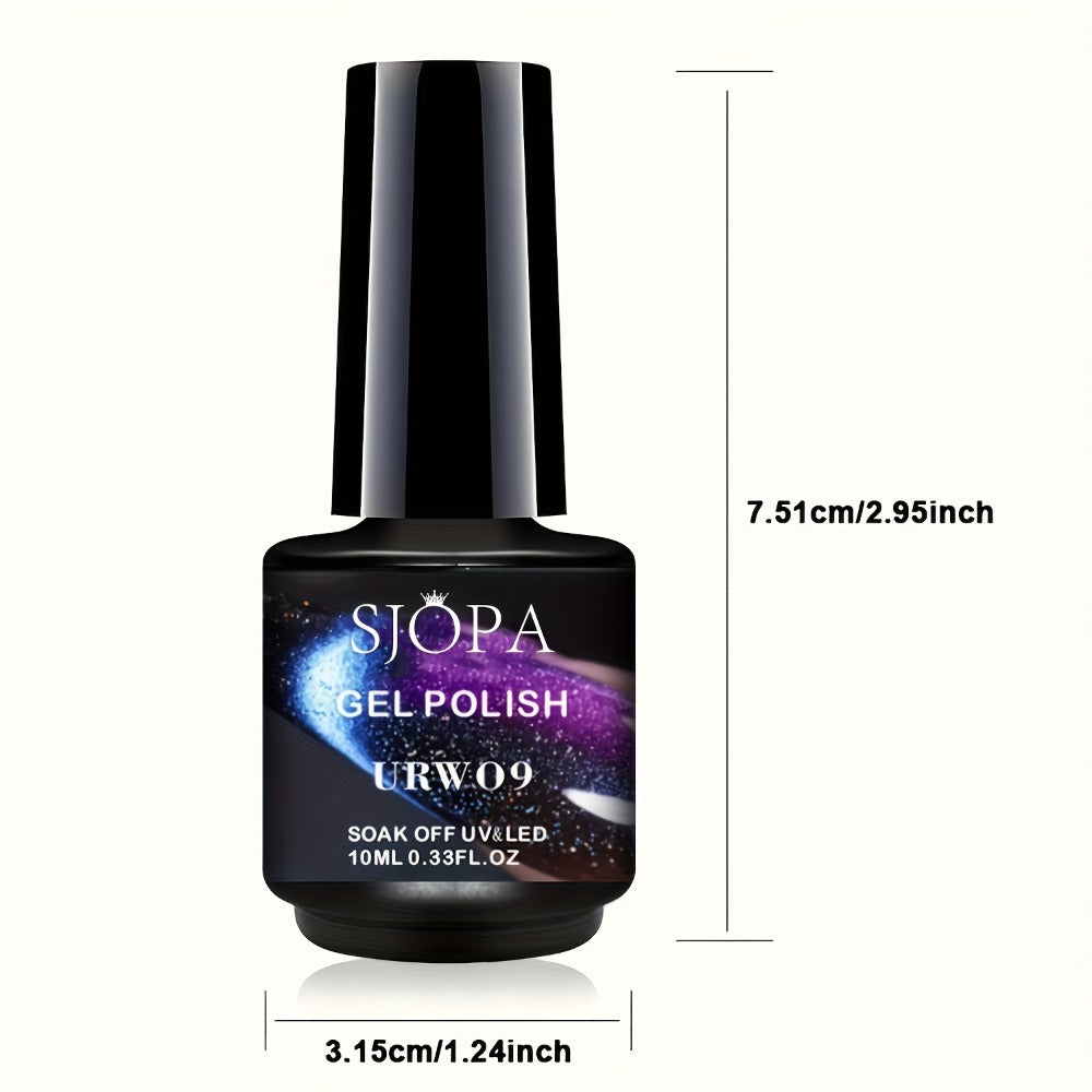 Magnetic Cat Eye Gel Nail Polish 9D Holographic Rainbow Glitter Blue & Purple – LED UV Soak-Off Gel Polish Paraben-Free Water