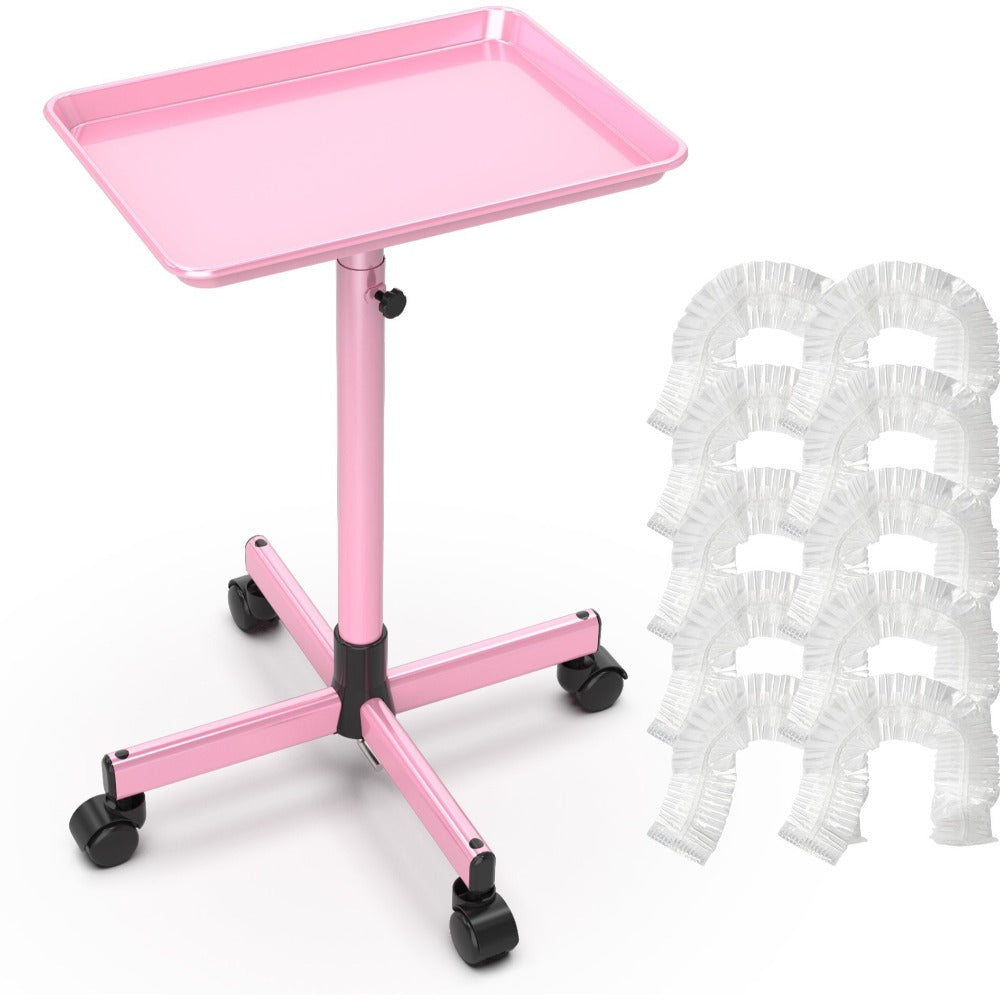 Adjustable Salon Tray Cart with 10 Disposable Covers and Gold or Pink Finish on Rolling Casters — image 3