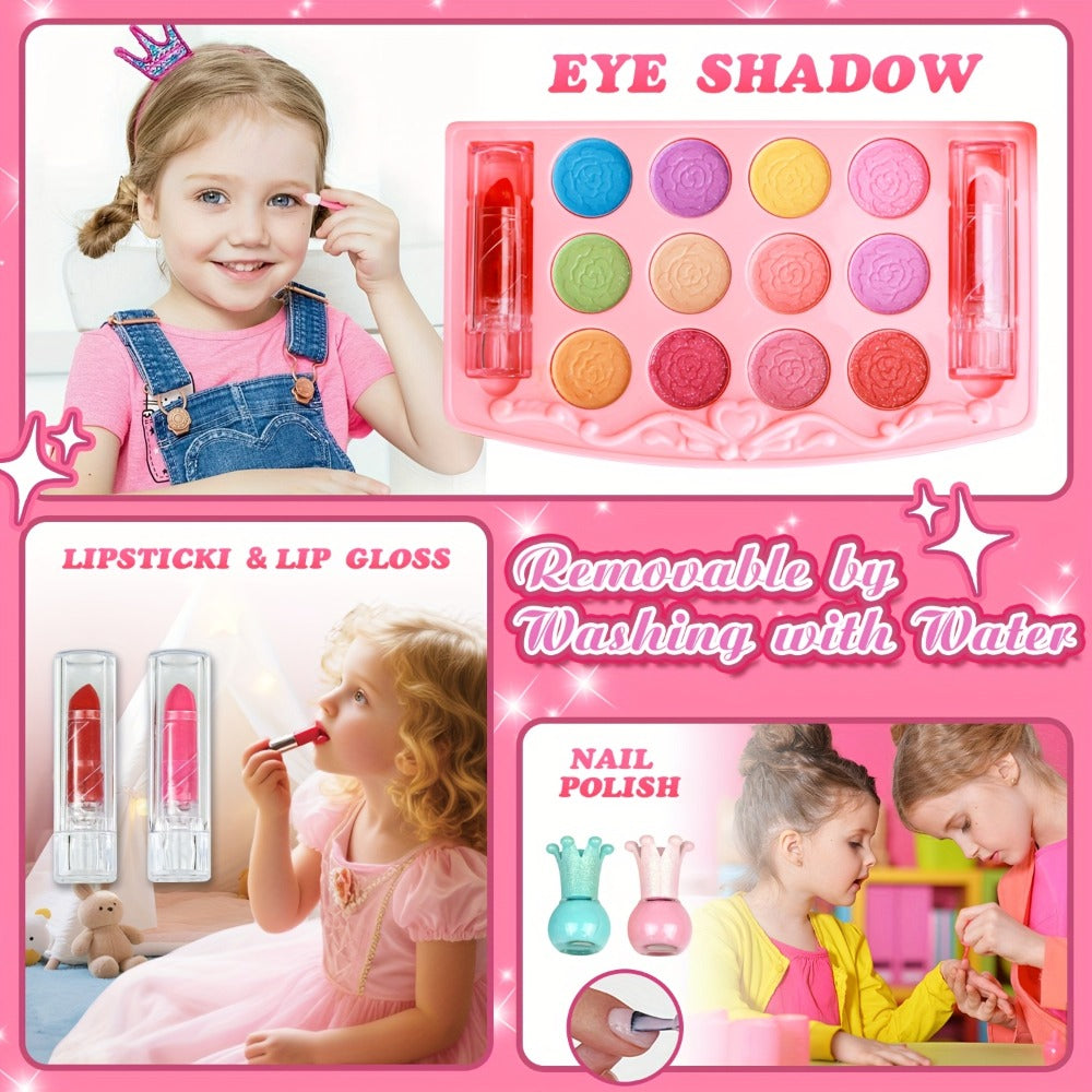 Kids Makeup Kit for Girls Ages 5-12, 48PCS Princess Pretend Play Cosmetics Set, Eyeshadow, Blush — image 5