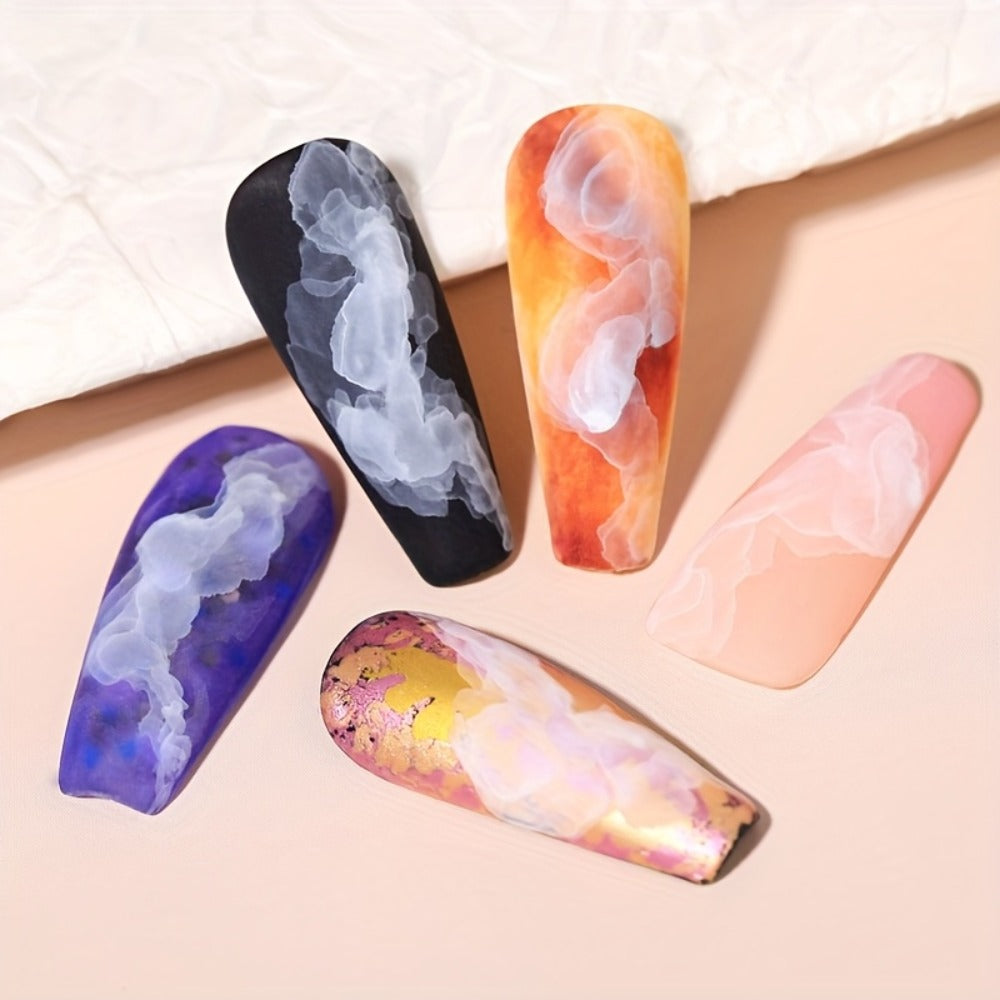 Gel Nail Polish Blooming White Watercolor Gel with Gradient Flower and Marble Effects for UV/LED Soak-Off Nail Art — image 10