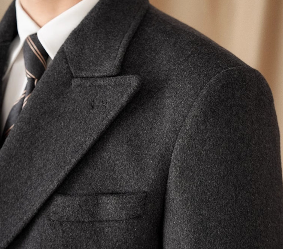 Double Breasted Coat Wool Atmospheric Field Coat