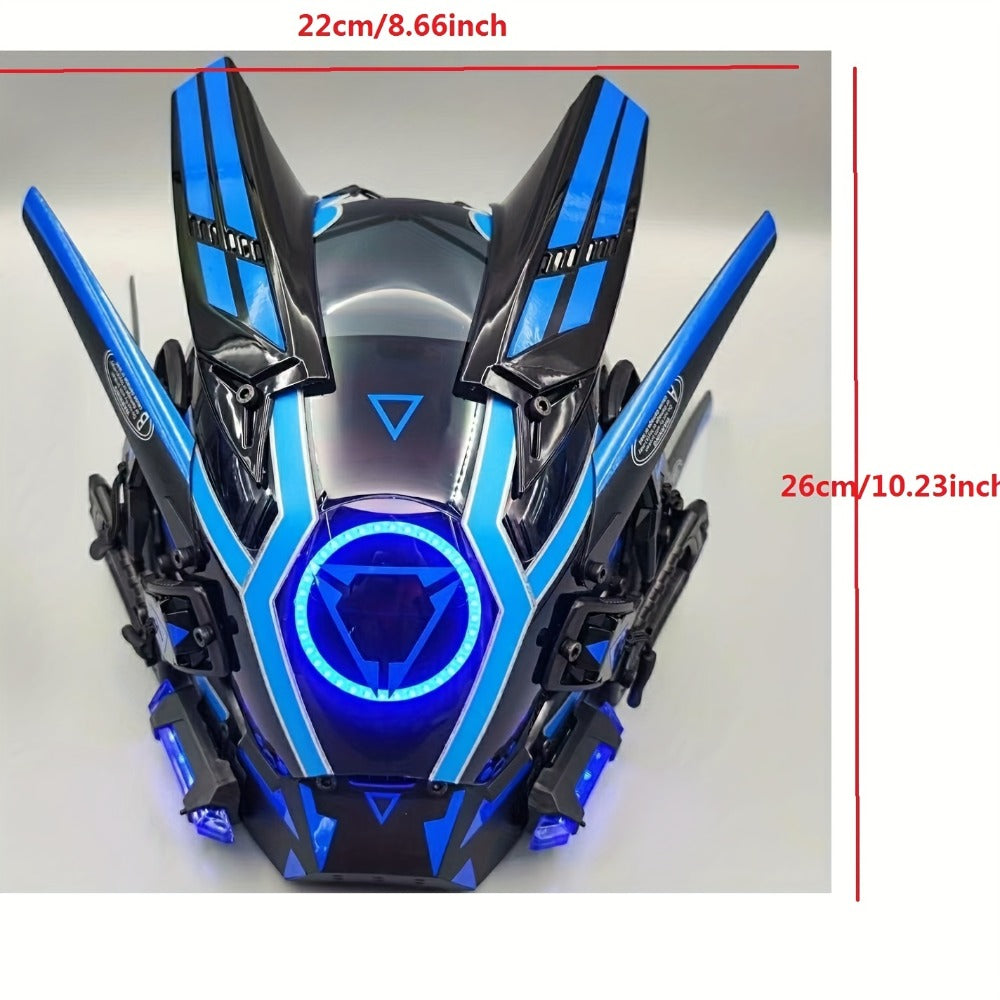 LED Mechanical Costume Mask with 10.23-Inch Height and Yellow, Green, White, Red or Blue Light Options — image 3