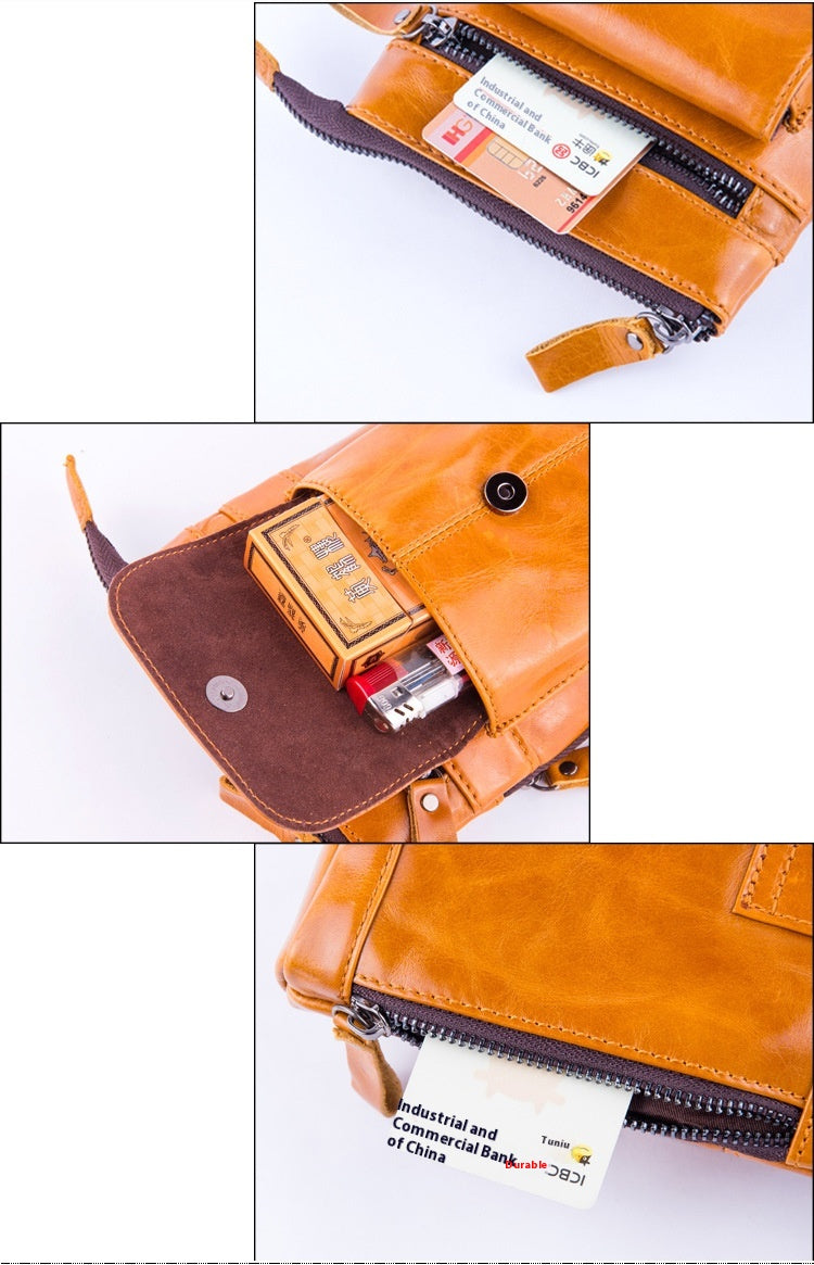 Men's Leather Pocket Multifunctional Small Bag Outdoor Sports One-shoulder