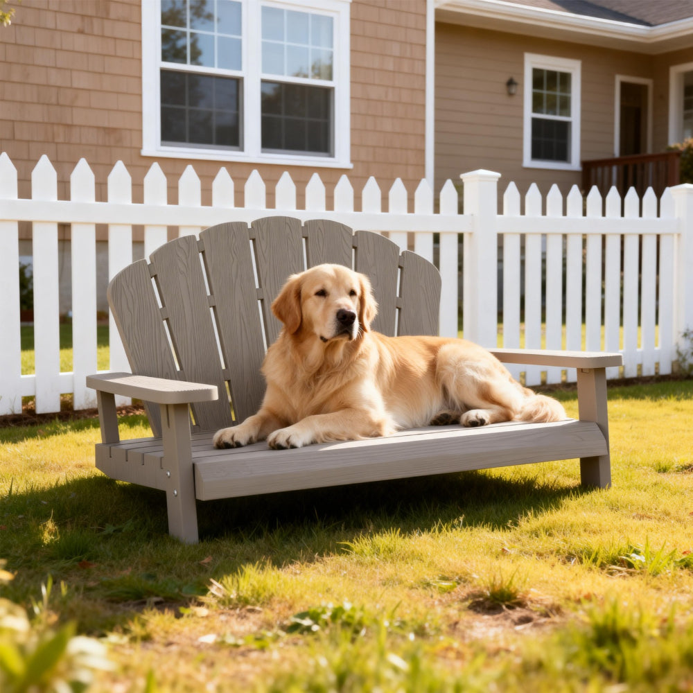 Raised Resin Dog Sofa with Slatted Seat, Back and Arm Panels in Light Brown or Black, 40.24 Inches Wide — image 1