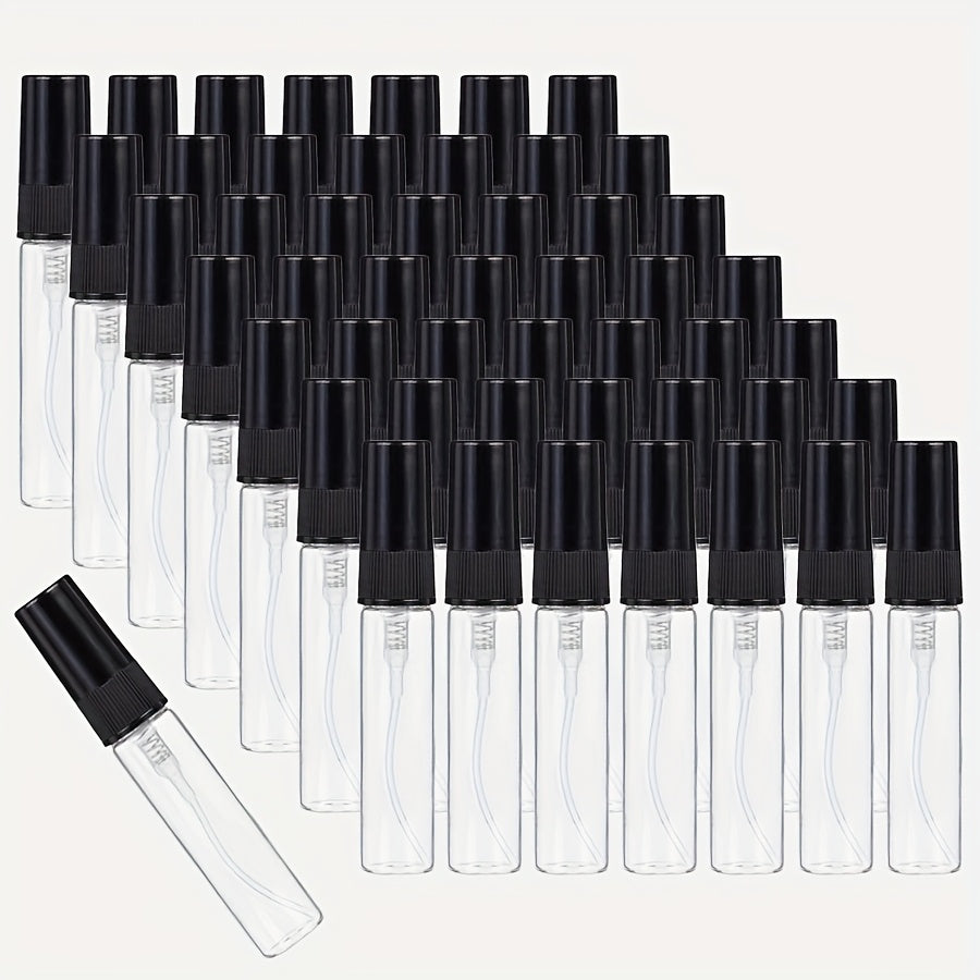 Mini Glass Spray Bottles 5ml 50 Pack Fine Mist Atomizer Refillable Black UV Glass Travel Perfume Bottles for Perfume Cologne 