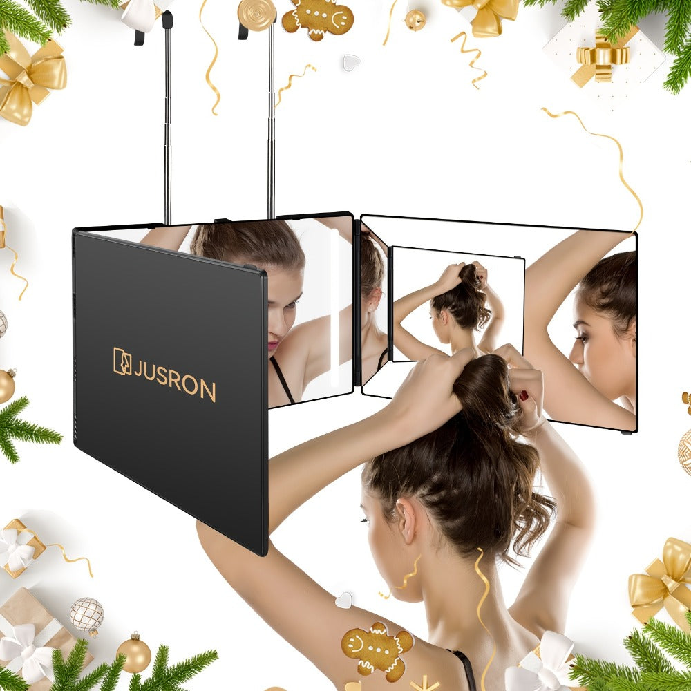 3 Way Mirror for Self Hair Cutting 360° Trifold Barber Mirror Set – Anti-Fog HD Glass, Oil-Rubbed Finish — image 2