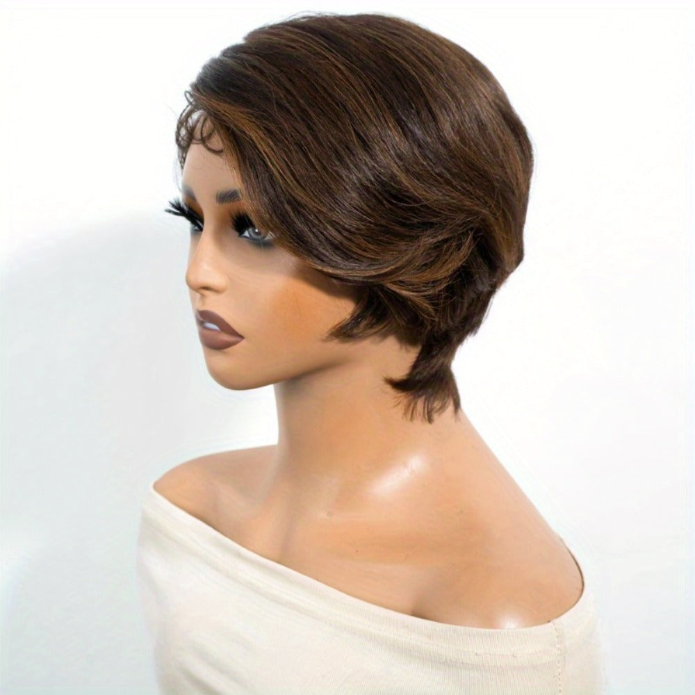 Lace Front Wig Human Hair Body Wave Bob with 4x1 Lace, 6in Length and Three Brown Highlight Colors — image 5