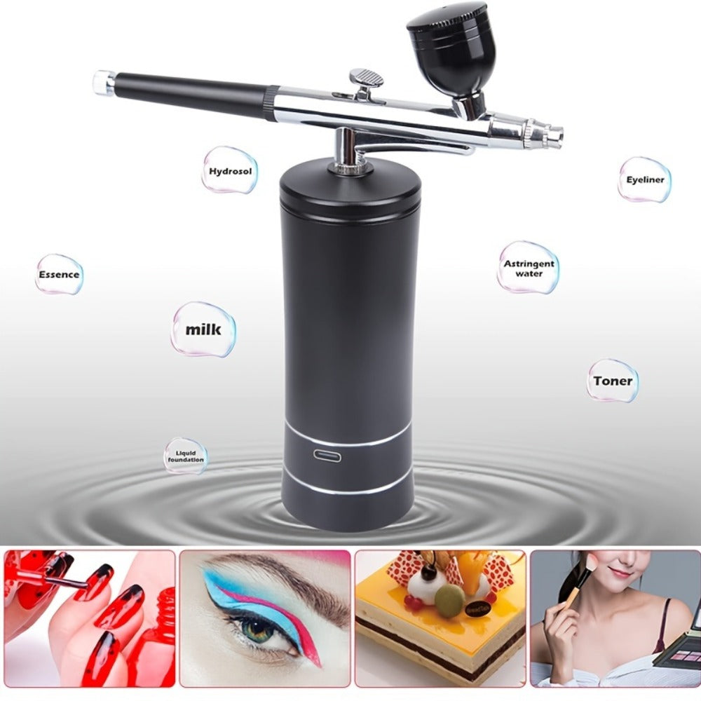 Portable Cordless Airbrush Kit with Compressor 0.3mm Nozzle – USB-C Rechargeable 23-27PSI Airbrush Gun for Makeup Nail Art Ca