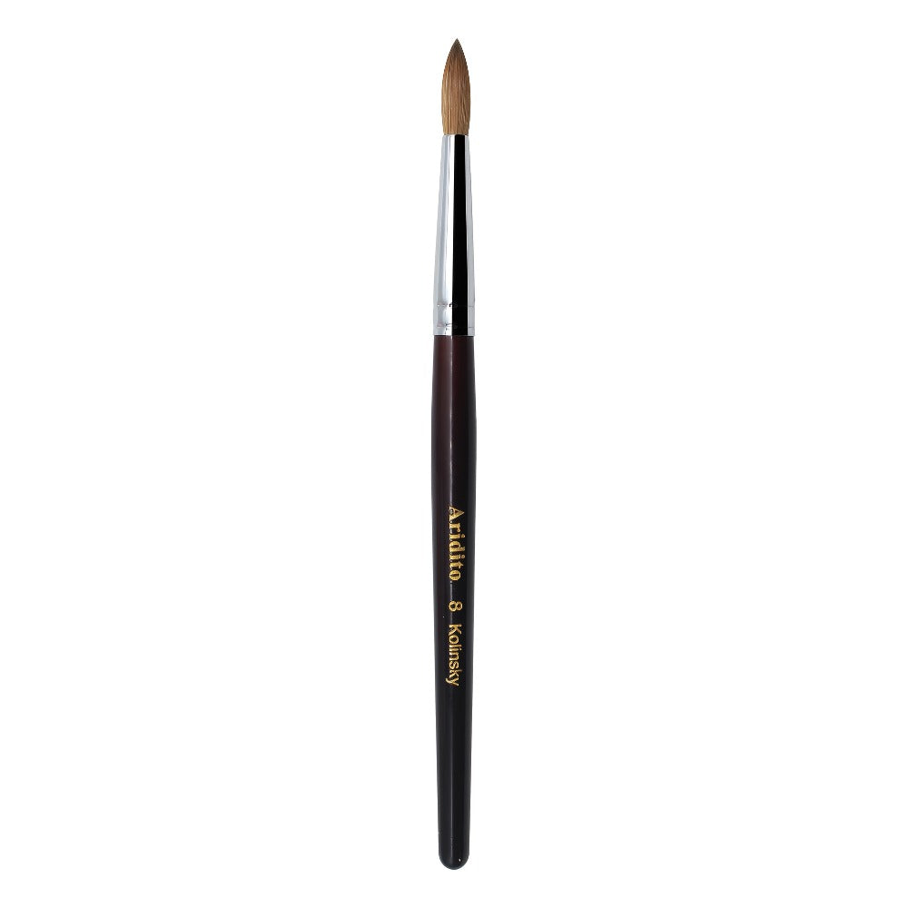 Kolinsky Acrylic Nail Brush Round Head Red Wine Wooden Handle – Professional Brush for Acrylic Extension Nail Art Sculpting &
