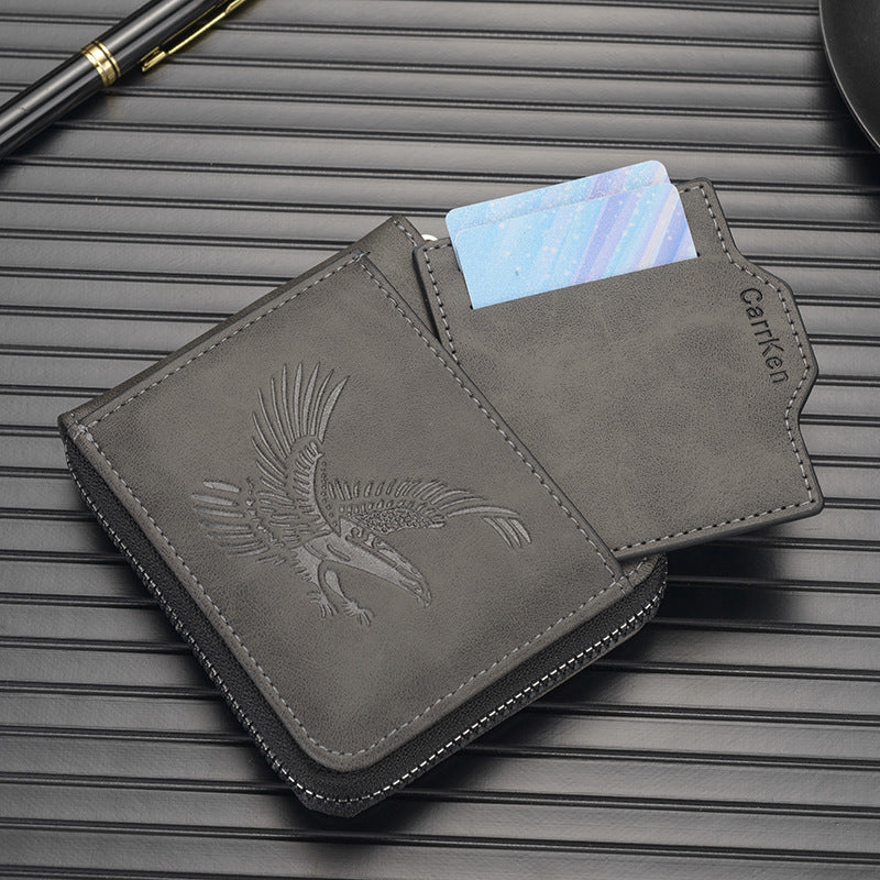 Short Retro Embossed New Horizontal Men's Wallet