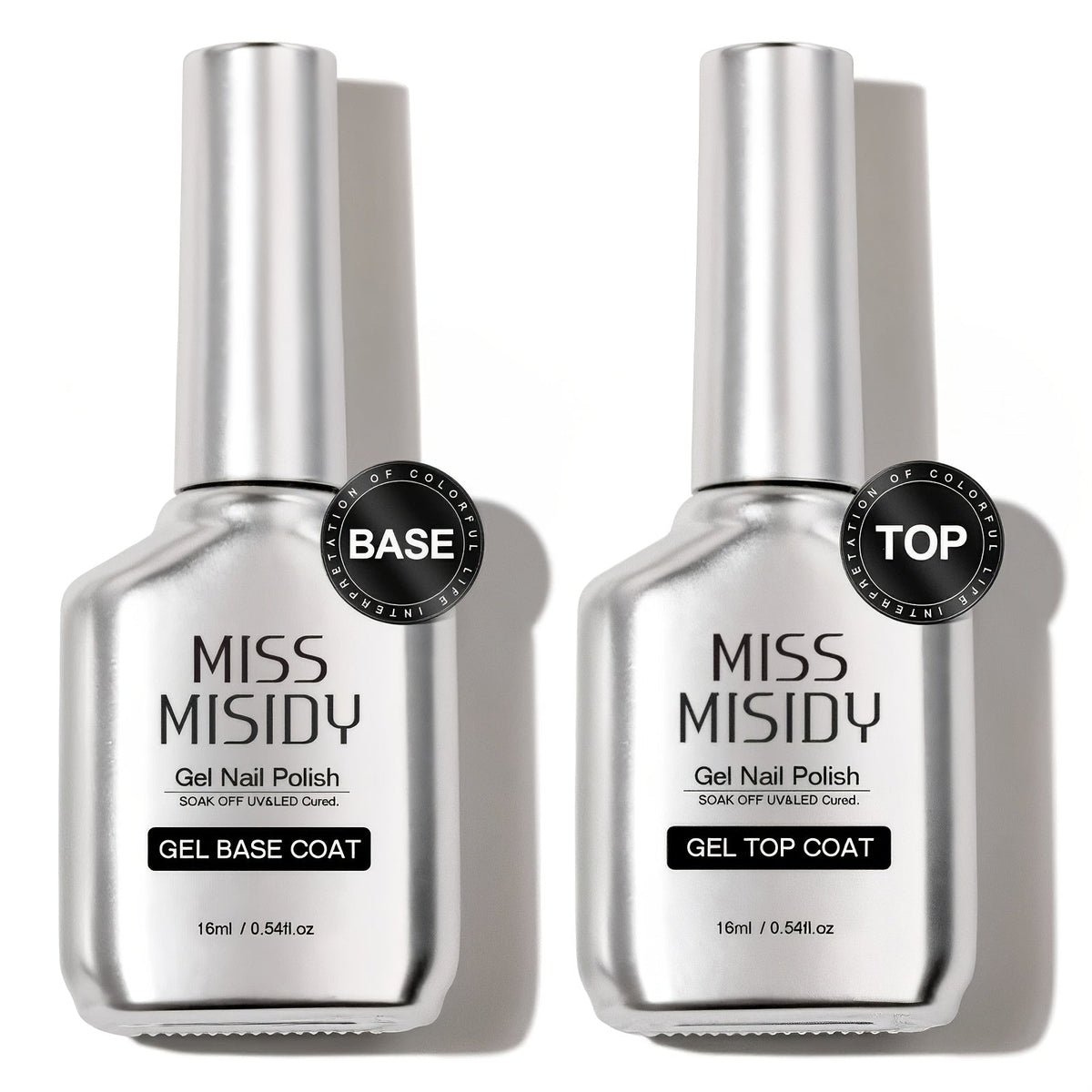 Soak-Off Gel Top Coat and Base Coat Set 2Pcs Super Shine Mirror Finish Long Lasting LED UV Lamp Gel Polish Foundation Seal Ma
