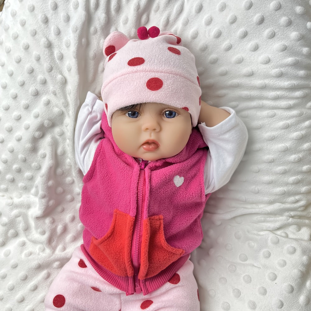 Open-Eye 22-Inch Baby Doll with Pink Giraffe Plush, Giraffe Outfit and 55 cm Size Label for Pretend Play — image 2