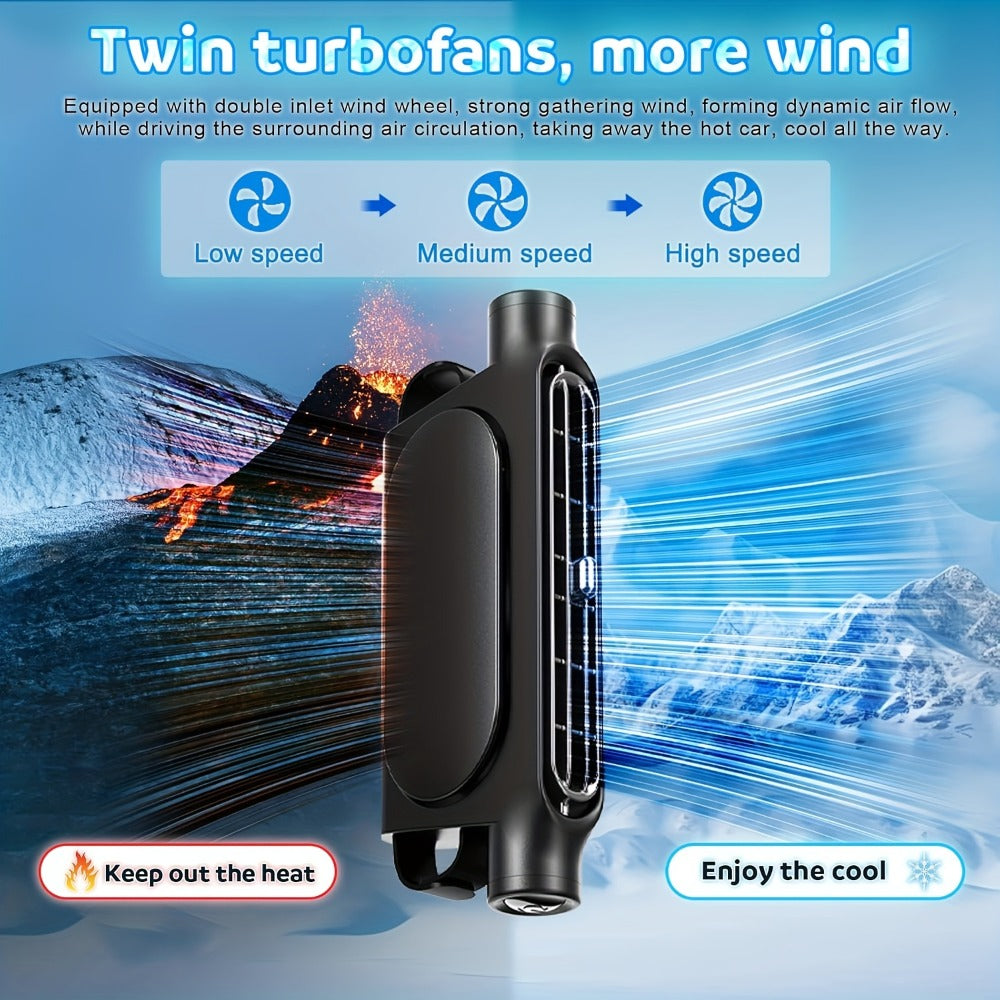 Bladeless Car USB Fan – 3-Speed Silent Cooling, Fits All Vehicles, Car Seat Fan with USB Charging Cable, Black & White — imag