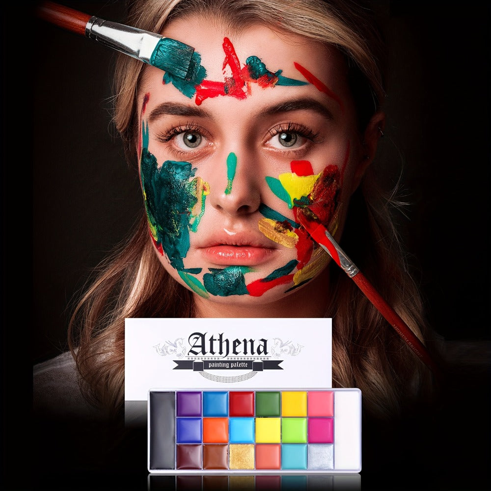 Oil-Based Face Body Paint Palette 20 Colors 168g – Halloween SFX Makeup Kit Black White Flash Tattoo Cosplay — image 2