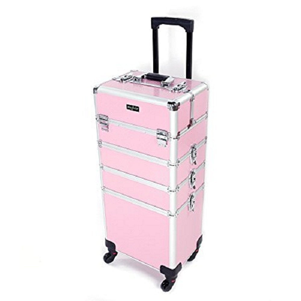 Four-Section Rolling Makeup Train Case with Removable Stack, Telescoping Handle and Four Color Finishes — image 5