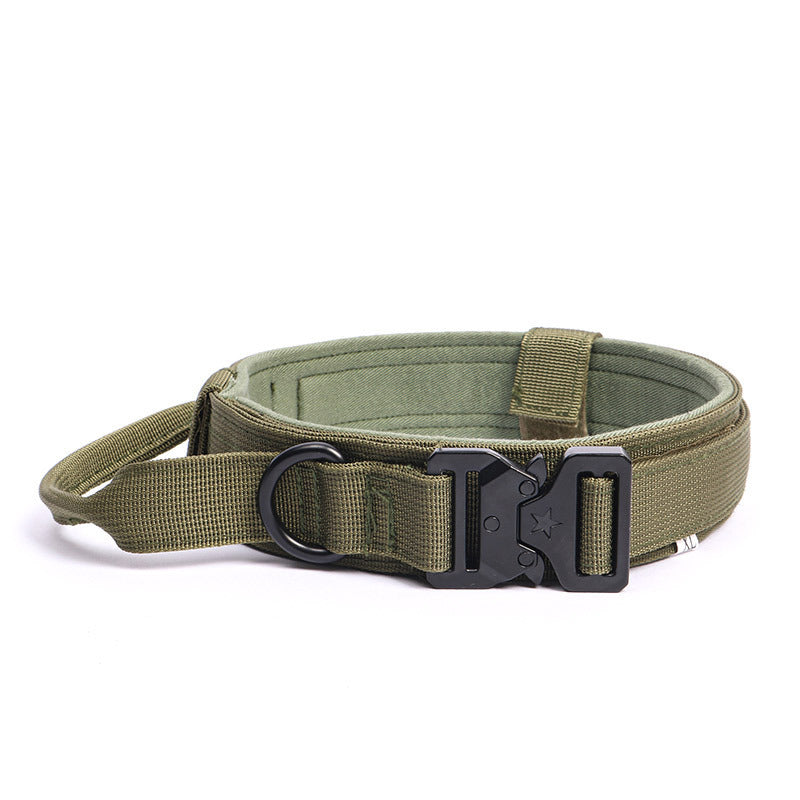 Wide Tactical Dog Collar with Grab Handle, Quick-Release Buckle and Patch Panel in M, L or XL — image 14