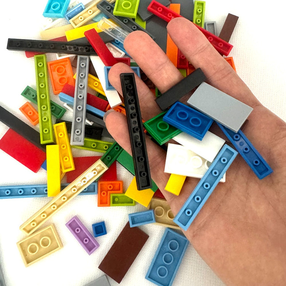 Bulk Flat Tile Building Blocks 150 Pcs – Smooth Thin Plate Bricks 1x1 1x2 1x6 LEGO Compatible MOC Accessories Kids Creative B