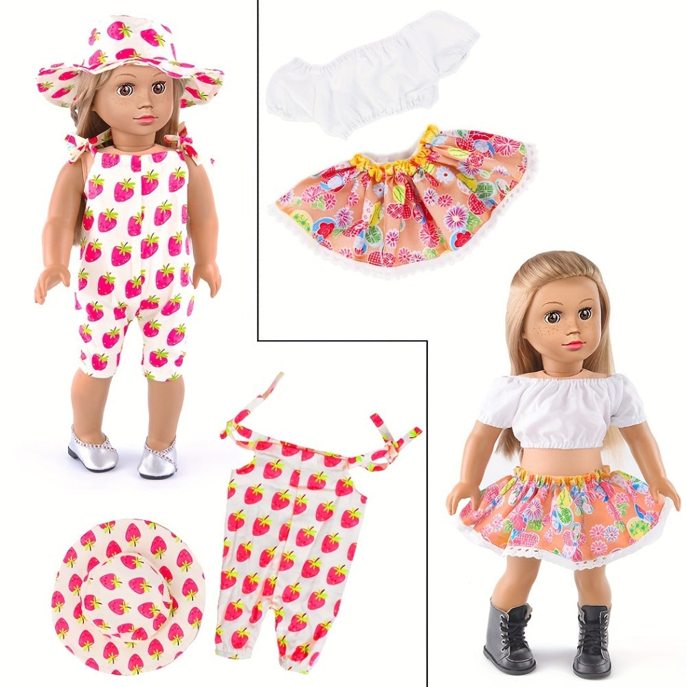 10-Outfit Doll Clothes Set for 18-Inch Dolls with Mixed Dresses, Tops, Pants, Skirts and Headwear — image 4