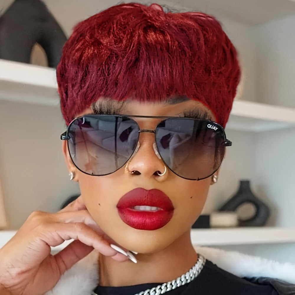Synthetic Wig 4-Inch Wavy Pixie with Bangs in Eight Color Codes for Costume Styling with Item-Specific Color, Length, Texture
