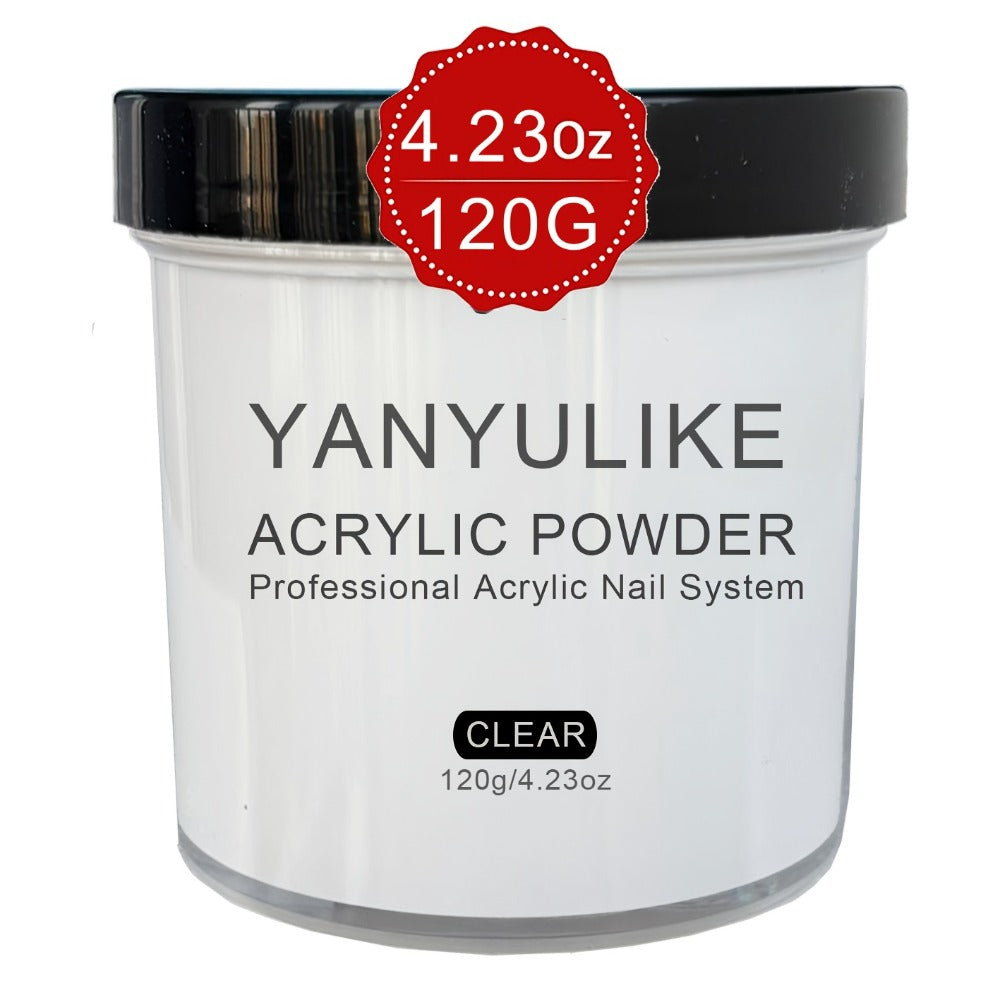 Clear Pink White Acrylic Nail Powder 4oz No Lamp Needed – Polymer Formula for Nail Extensions Sculpting 3D Nail Art Overlays 