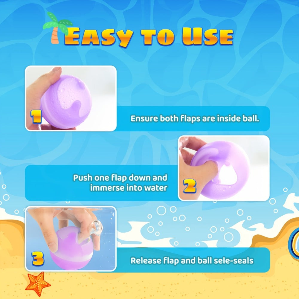Reusable Silicone Water Balloons 8-Pack for Kids, No Magnets Quick-Fill Leak-Proof Splash Balls — image 4