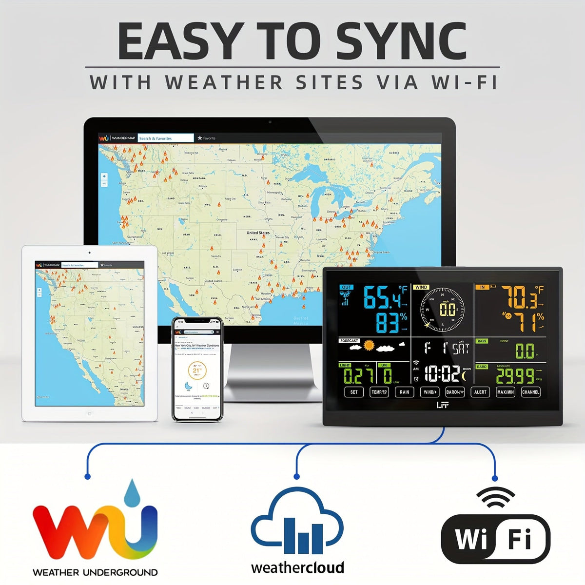 Professional Weather Station | WiFi UV Index Wind Rain Gauge Forecast — image 5