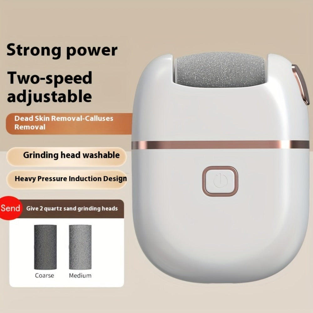 Rechargeable Electric Foot File with Two or Three Roller Heads in White Standard or Pink Upgraded Checkout — image 8