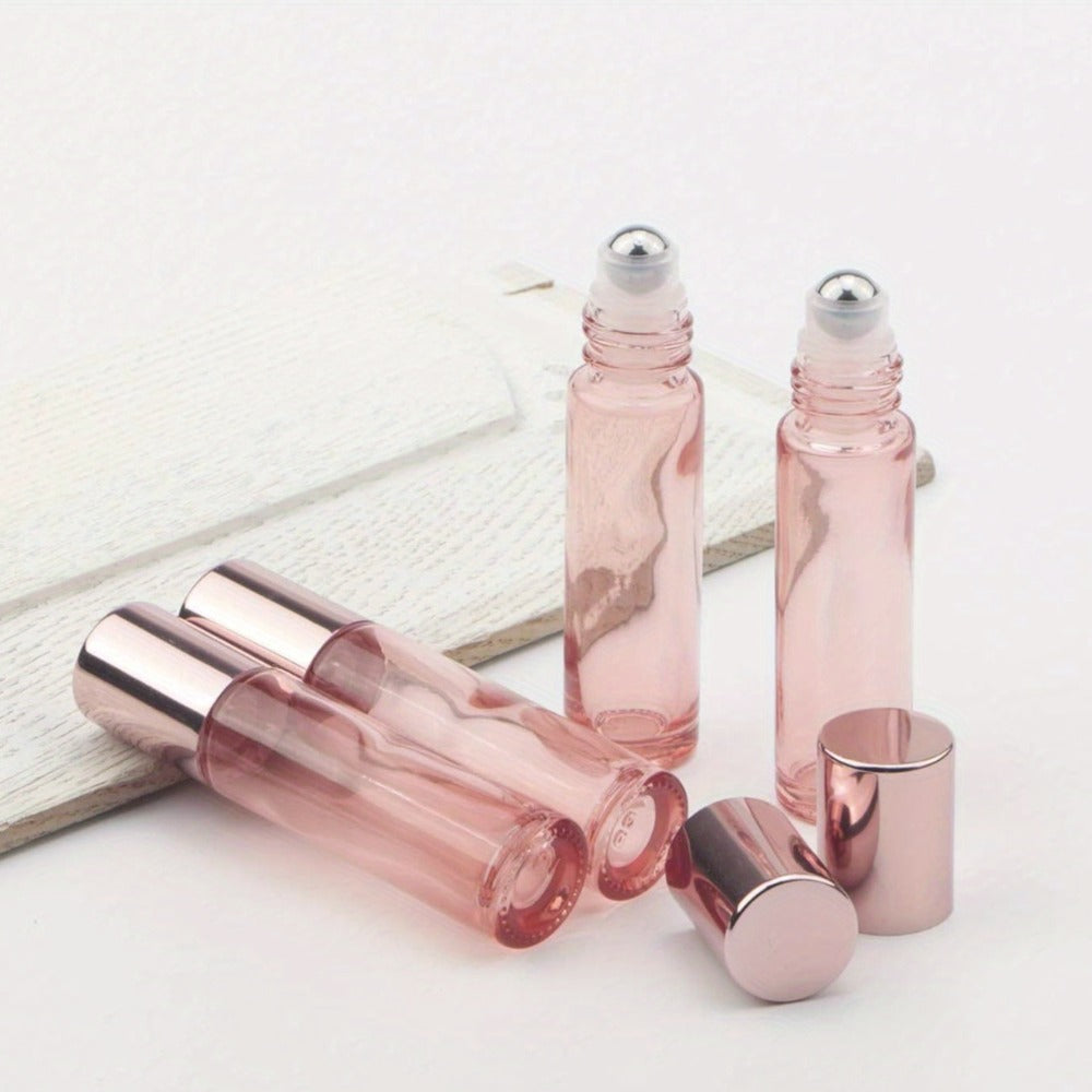 Glass Roller Bottles for Essential Oils 28 Pack 10ml – Bulk Refillable Roll-On Perfume Containers with Stainless Steel Roller
